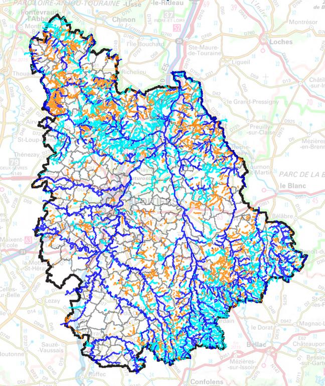cartographie des cours d'eau de la Vienne